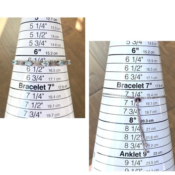 Sterling Silver 925 FAS Oval Blue Topaz XO Bolo Style Box Chain Tennis Bracelet - Picture 9 of 16